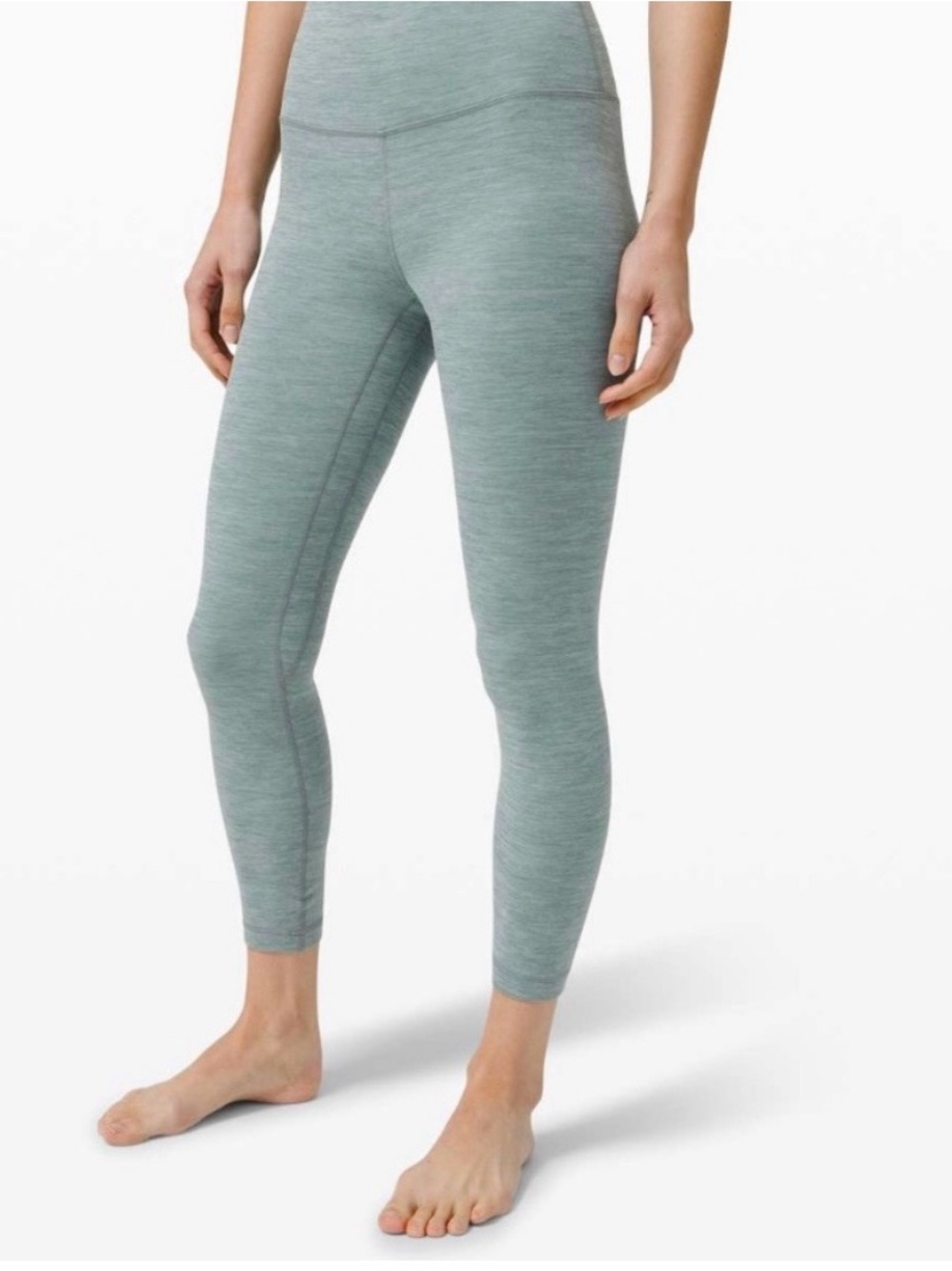 Lululemon Align High Rise Pant 25" Heathered Green Teal Leggings Size 6 Nulu